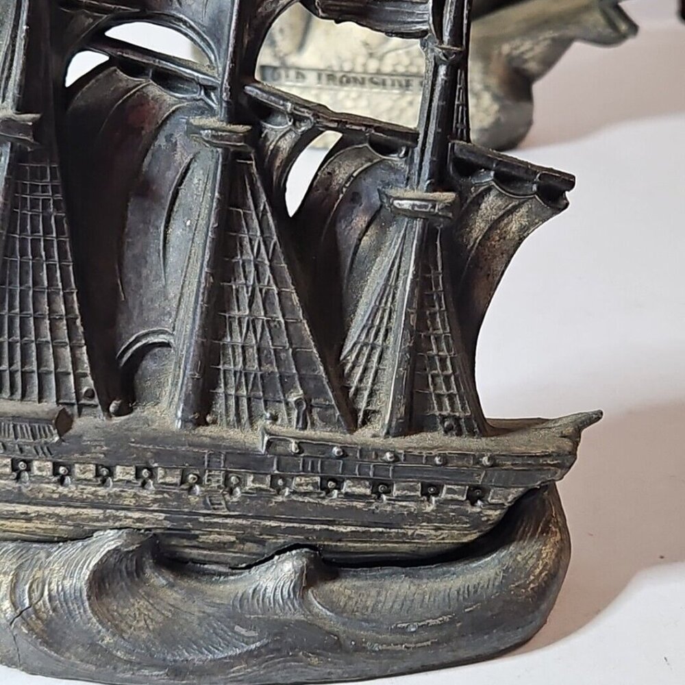 Old Ironsides Constitution 3 Mast Metal Bookends Set Of 2 1 Lb 8 Oz Each - Picture 16 of 16